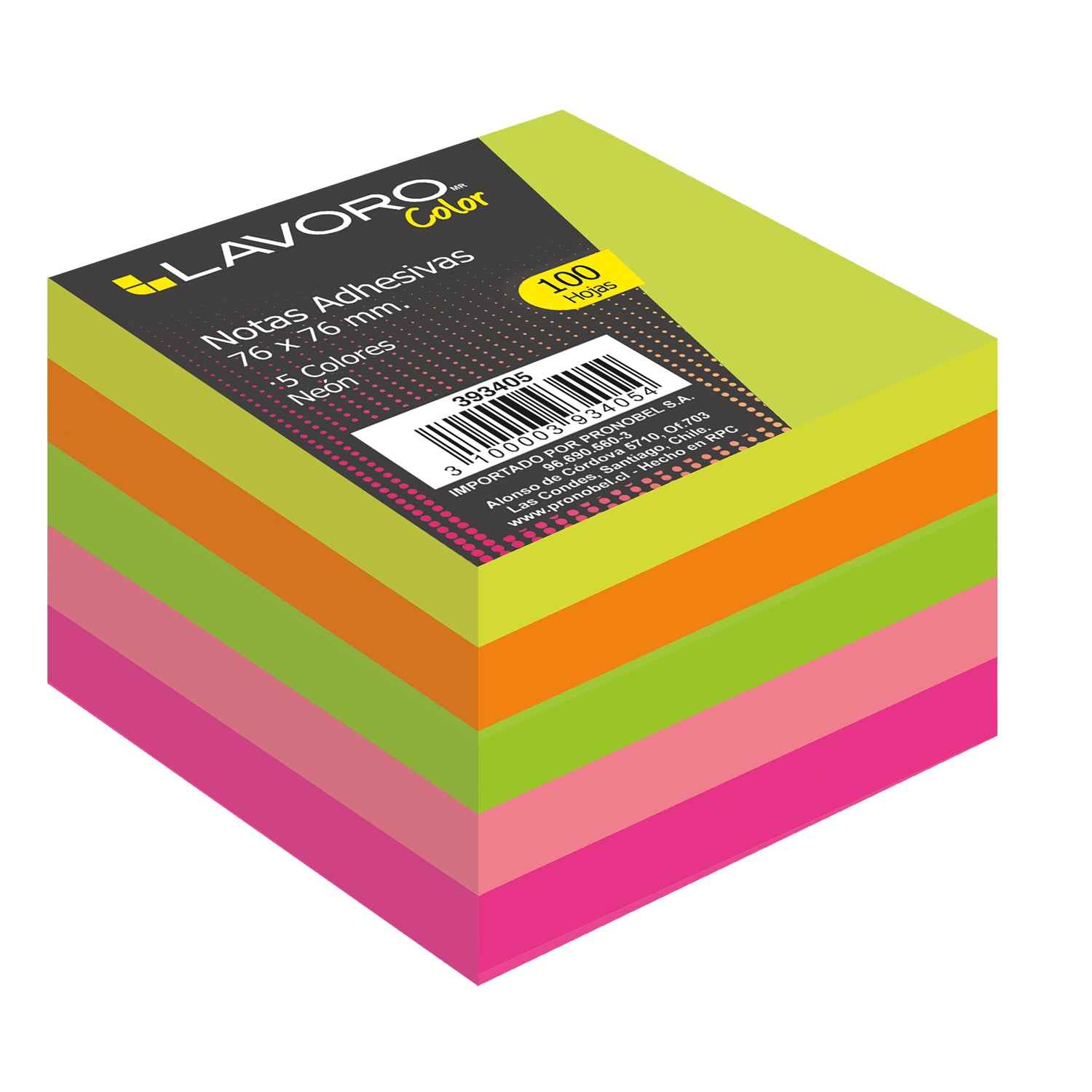 Nota Adhesiva 654 76x76 mm 100 Unidades 5 Col. Neón | Fultons